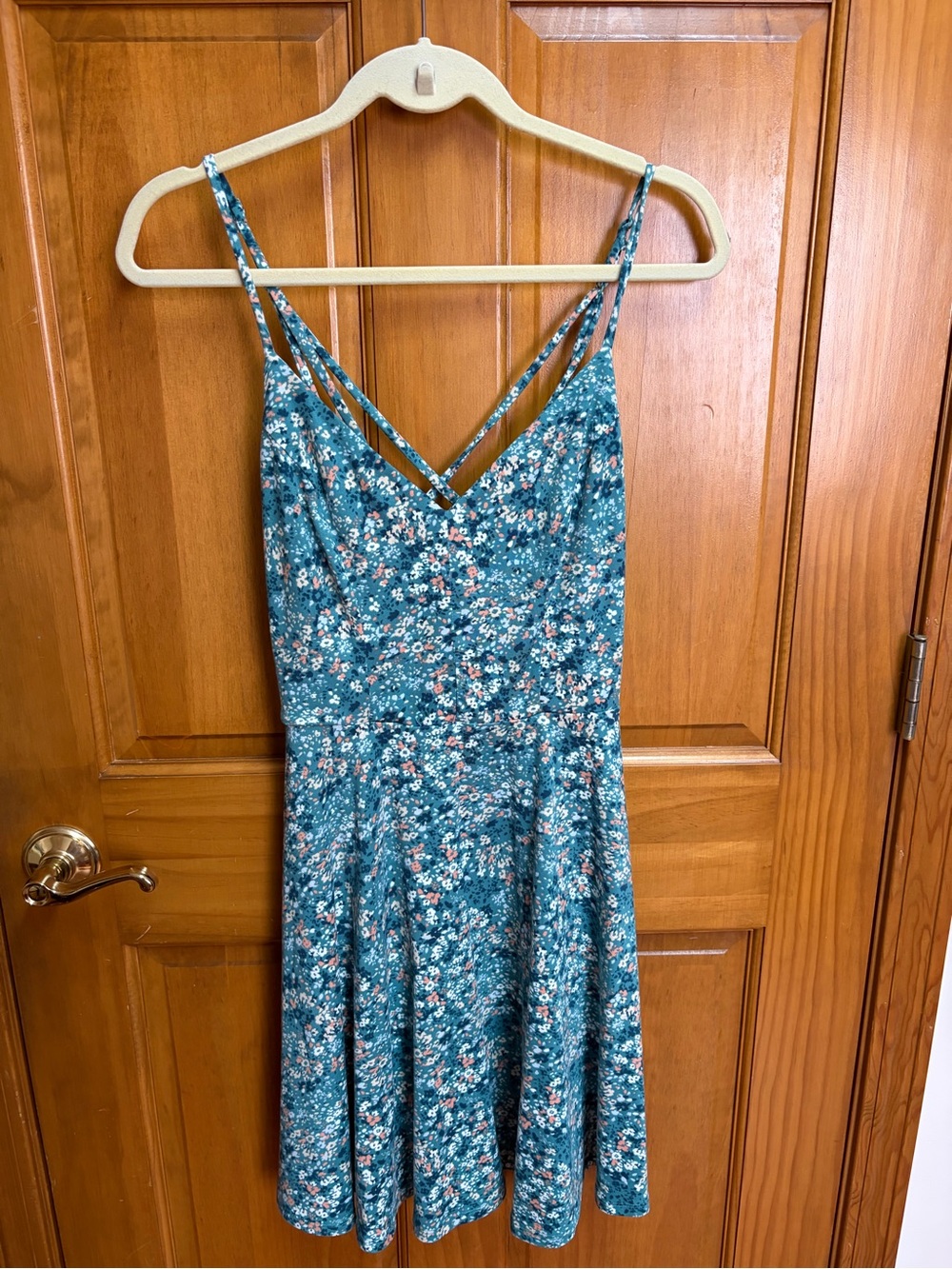 nine britton Teal Floral Mini Dress
